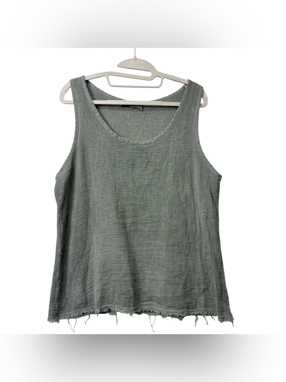 Nina Kendosa Paris Cotton Linen Gauze Mesh Cotton Sleeveless Top Sage Green Sz M